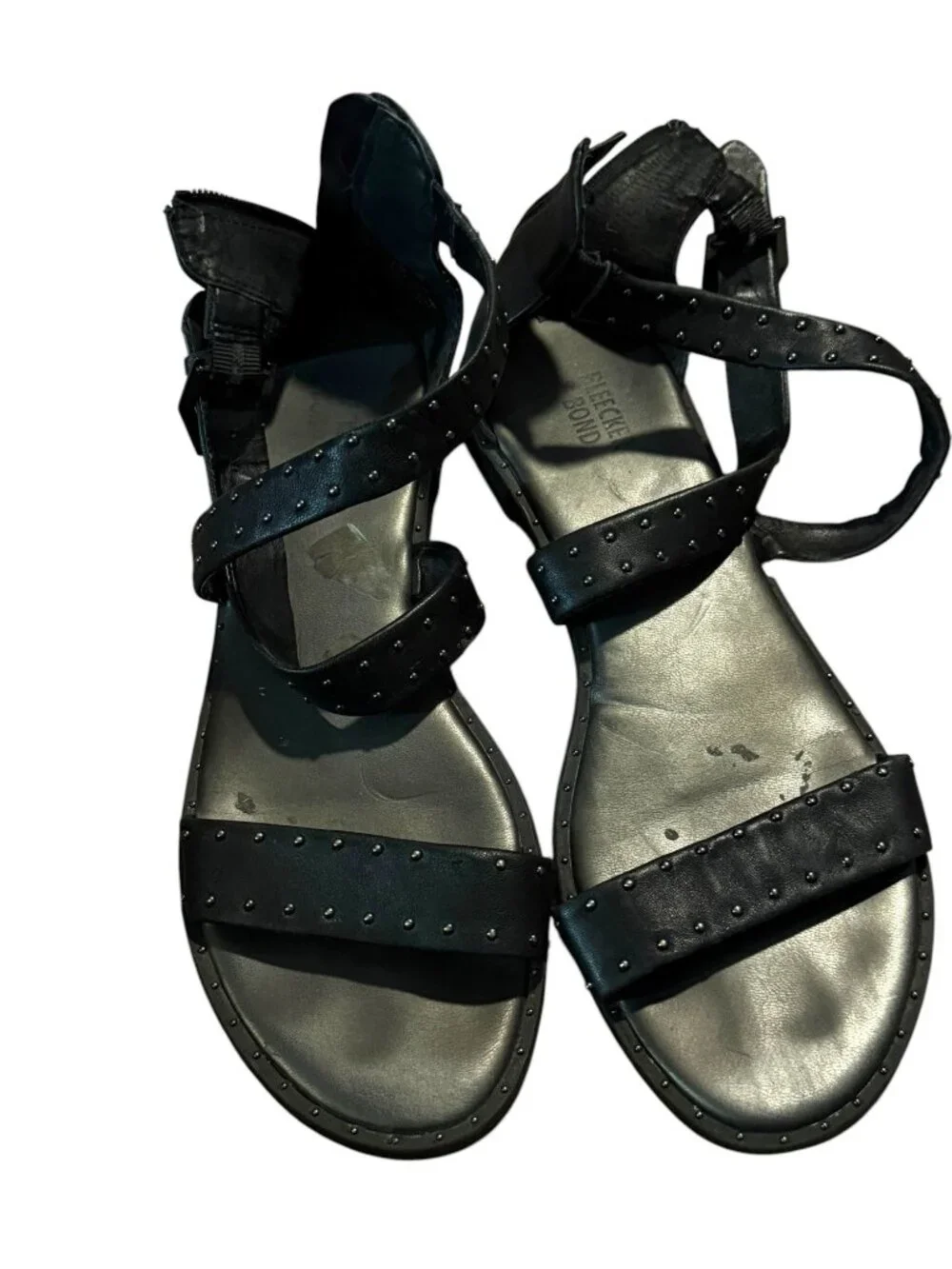 Rebecca Bond / FleecKer & Bond Studded Sandals – Black – Size 9.5M